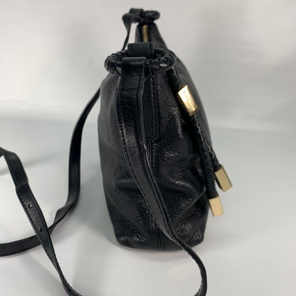 Michael Kors Black Pebbled Leather Small Braided Zipper Crossbody Bag - Picture 4 of 12